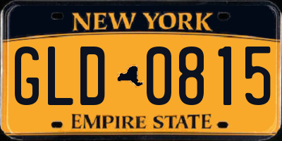 NY license plate GLD0815