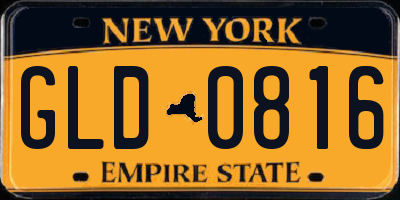 NY license plate GLD0816