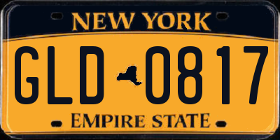 NY license plate GLD0817