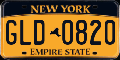 NY license plate GLD0820