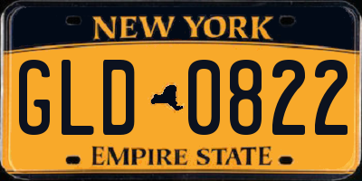 NY license plate GLD0822