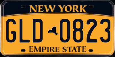 NY license plate GLD0823