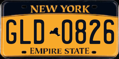 NY license plate GLD0826