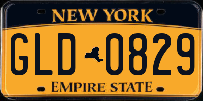 NY license plate GLD0829