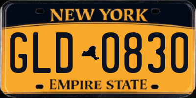 NY license plate GLD0830