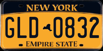 NY license plate GLD0832