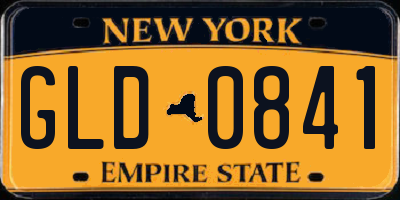 NY license plate GLD0841