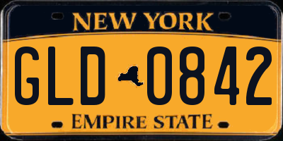 NY license plate GLD0842
