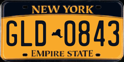 NY license plate GLD0843