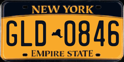 NY license plate GLD0846