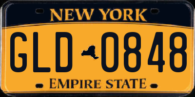 NY license plate GLD0848