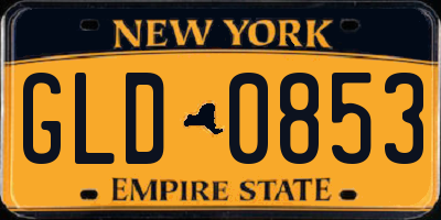 NY license plate GLD0853