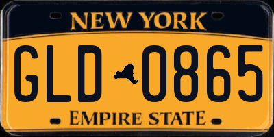 NY license plate GLD0865