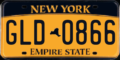 NY license plate GLD0866