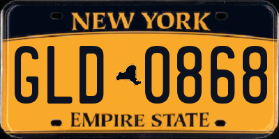 NY license plate GLD0868