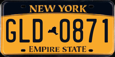 NY license plate GLD0871