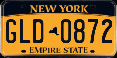 NY license plate GLD0872