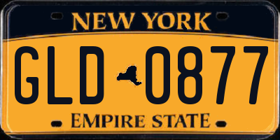 NY license plate GLD0877