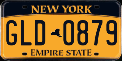 NY license plate GLD0879
