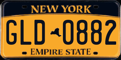 NY license plate GLD0882