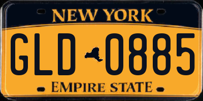 NY license plate GLD0885