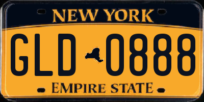 NY license plate GLD0888