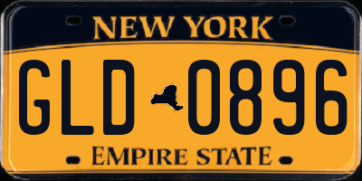 NY license plate GLD0896