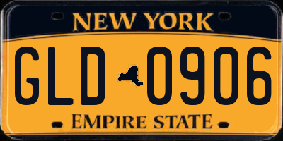 NY license plate GLD0906