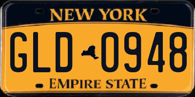 NY license plate GLD0948