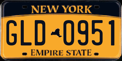 NY license plate GLD0951
