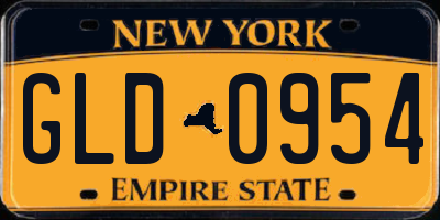 NY license plate GLD0954
