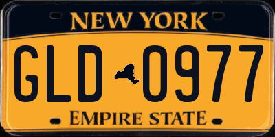 NY license plate GLD0977