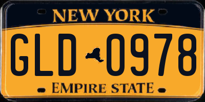 NY license plate GLD0978