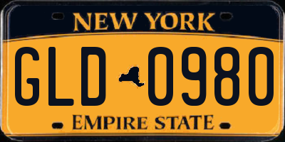 NY license plate GLD0980