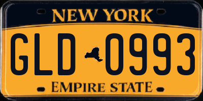 NY license plate GLD0993