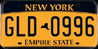 NY license plate GLD0996