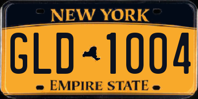 NY license plate GLD1004