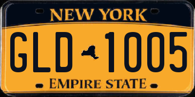 NY license plate GLD1005