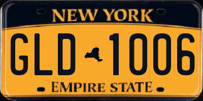 NY license plate GLD1006