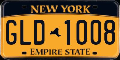 NY license plate GLD1008