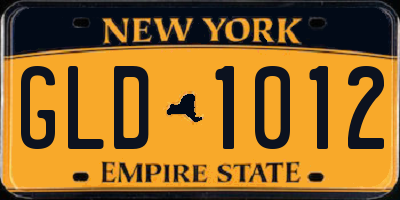 NY license plate GLD1012