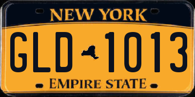 NY license plate GLD1013