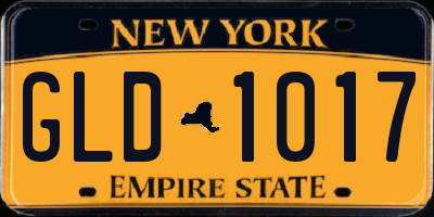 NY license plate GLD1017