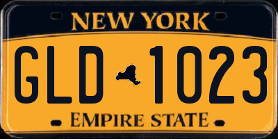 NY license plate GLD1023