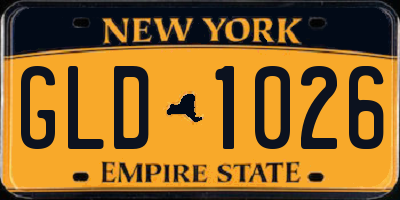 NY license plate GLD1026
