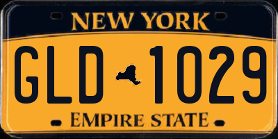 NY license plate GLD1029