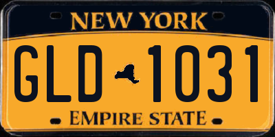 NY license plate GLD1031