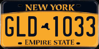 NY license plate GLD1033