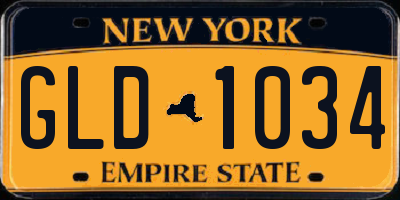 NY license plate GLD1034