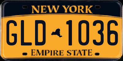 NY license plate GLD1036